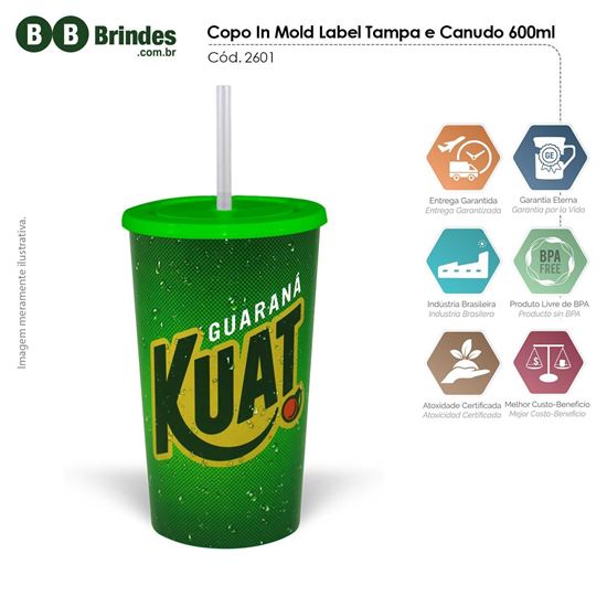 Imagem de Copo Promocional in Mold Label 600ml Tampa Slim com Canudo